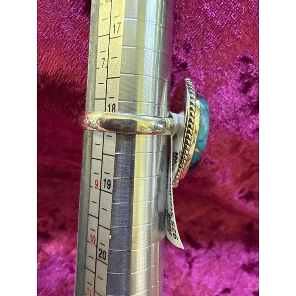 Purple & Blue Teardrop Stone Ring In 925 Sterling Silver Size 8 Weighs 7.4 Grams - Picture 4 of 6